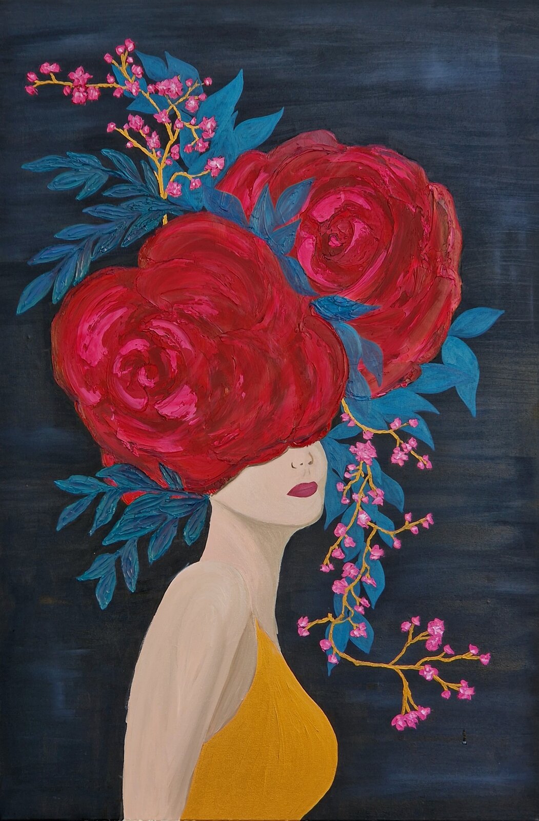 La Femme aux fleurs 
L'huile sur toile 
140 x 100