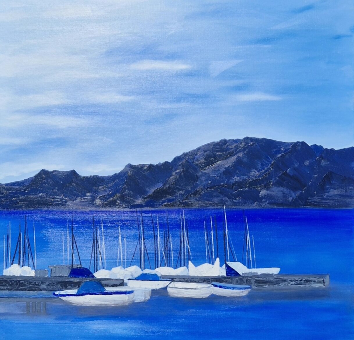 La Tours de Peilz
L'huile sur toile 
Dimensions : 100 x 100 cm
