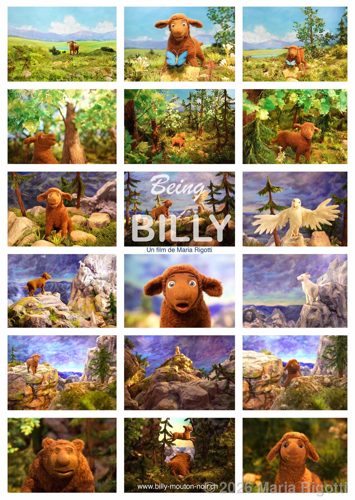 Affiche-collage des scènes du court-métrtage "Being BILLY" par Maria Rigotti