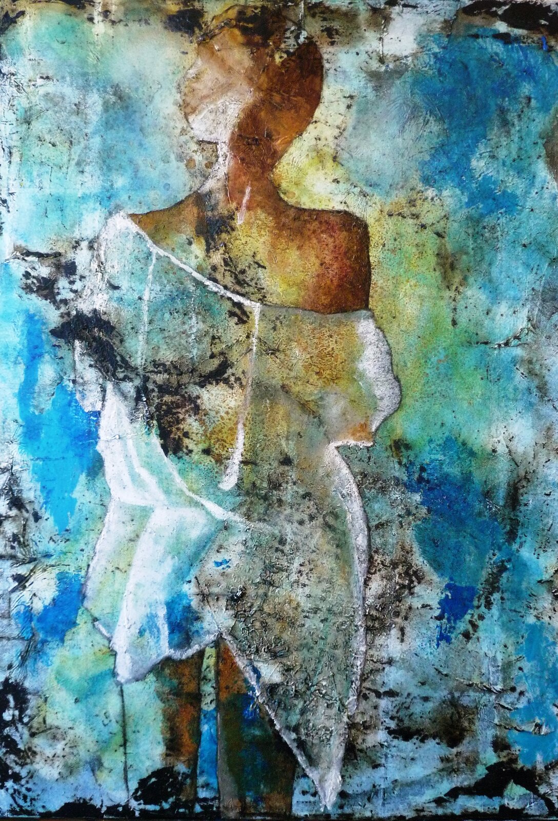 Joséphine 70x50cm (bitume, huile, acrylique et pigments)